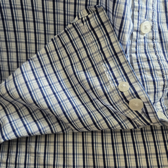 Simply Southern Men’s XL Blue & White Checkered Button-Up Shirt Turtle Logo - Picture 5 of 13